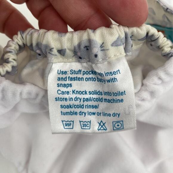 Alva Baby Diaper Covers Ivory Bunny Rabbit Adjustable Size Snaps OS - Picture 5 of 7